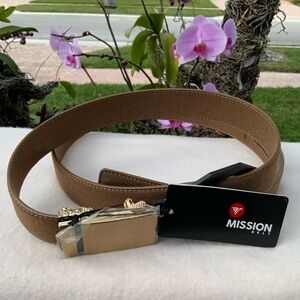 NWT Mission Belt Tan Canvas Fabric Adjustable Ratcheting Belt 40mm - Men's XL
